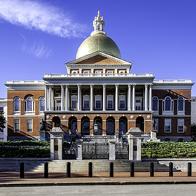 The State House in Boston Massachusetts is the capital building near Boston Commons